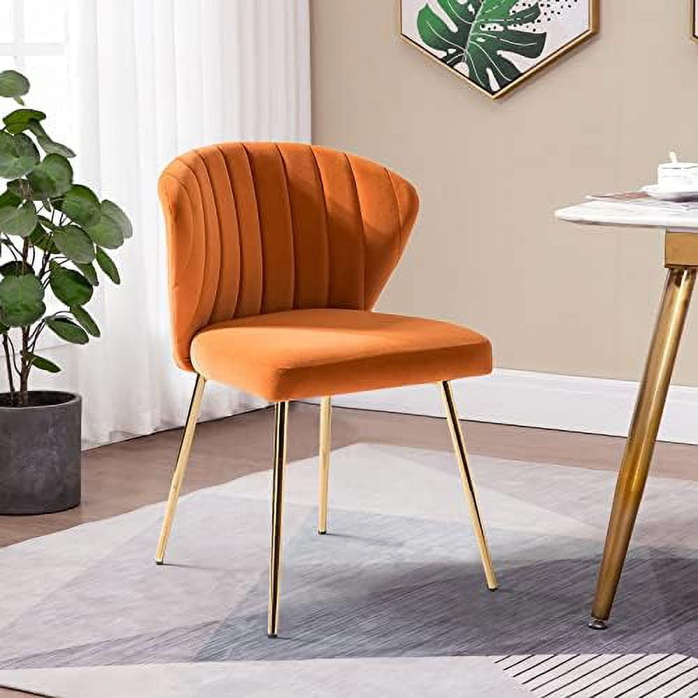 STCKJXX Velvet Dining Chair  Cute Armless Accent Chair Living Room Chair with Golden Legs  Mid Century Modern Upholstered Side Chair for Kitchen Vanity  Fuchsia