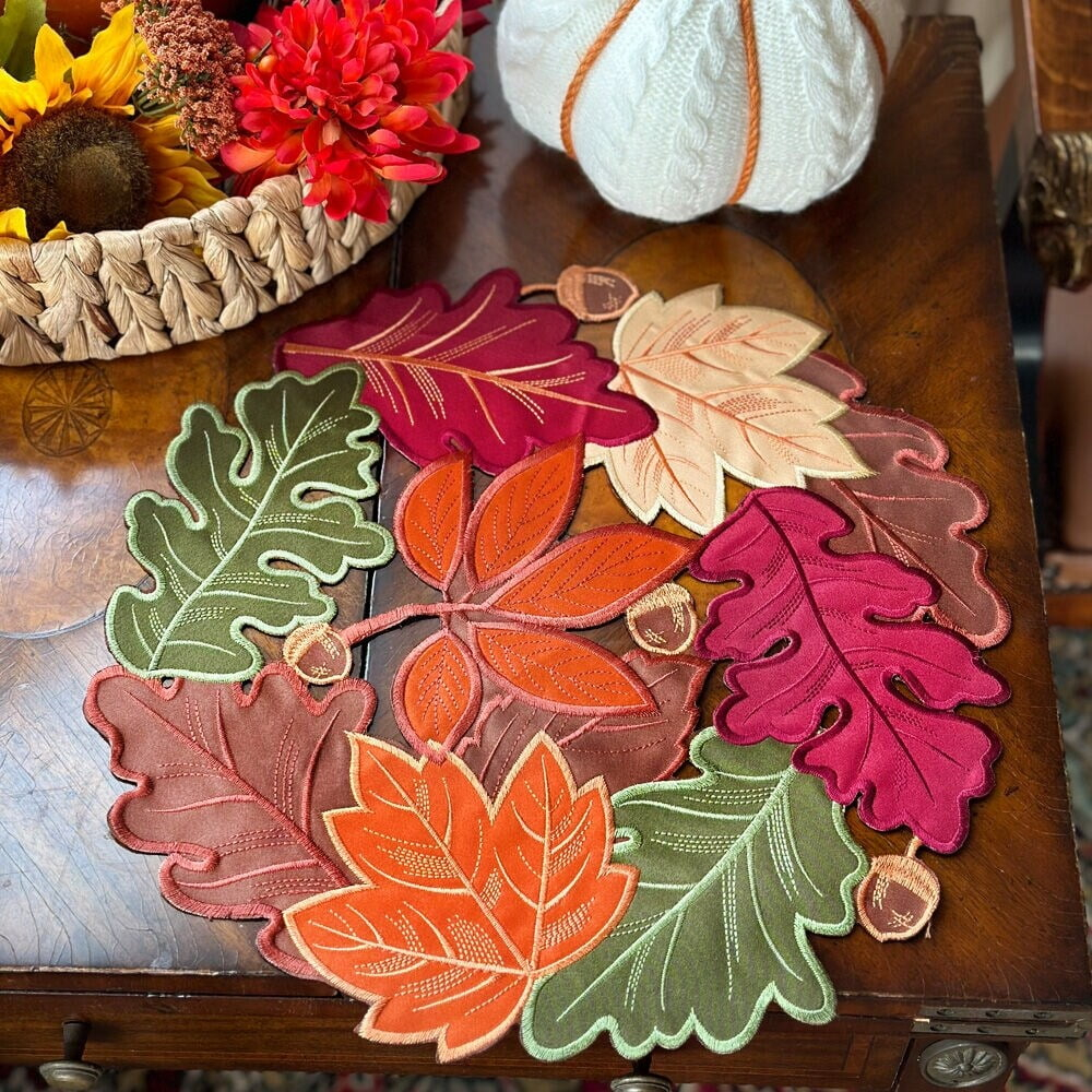 STP Goods  Autumn Leaves Ornament Round Doilies Set of 2 - N/A