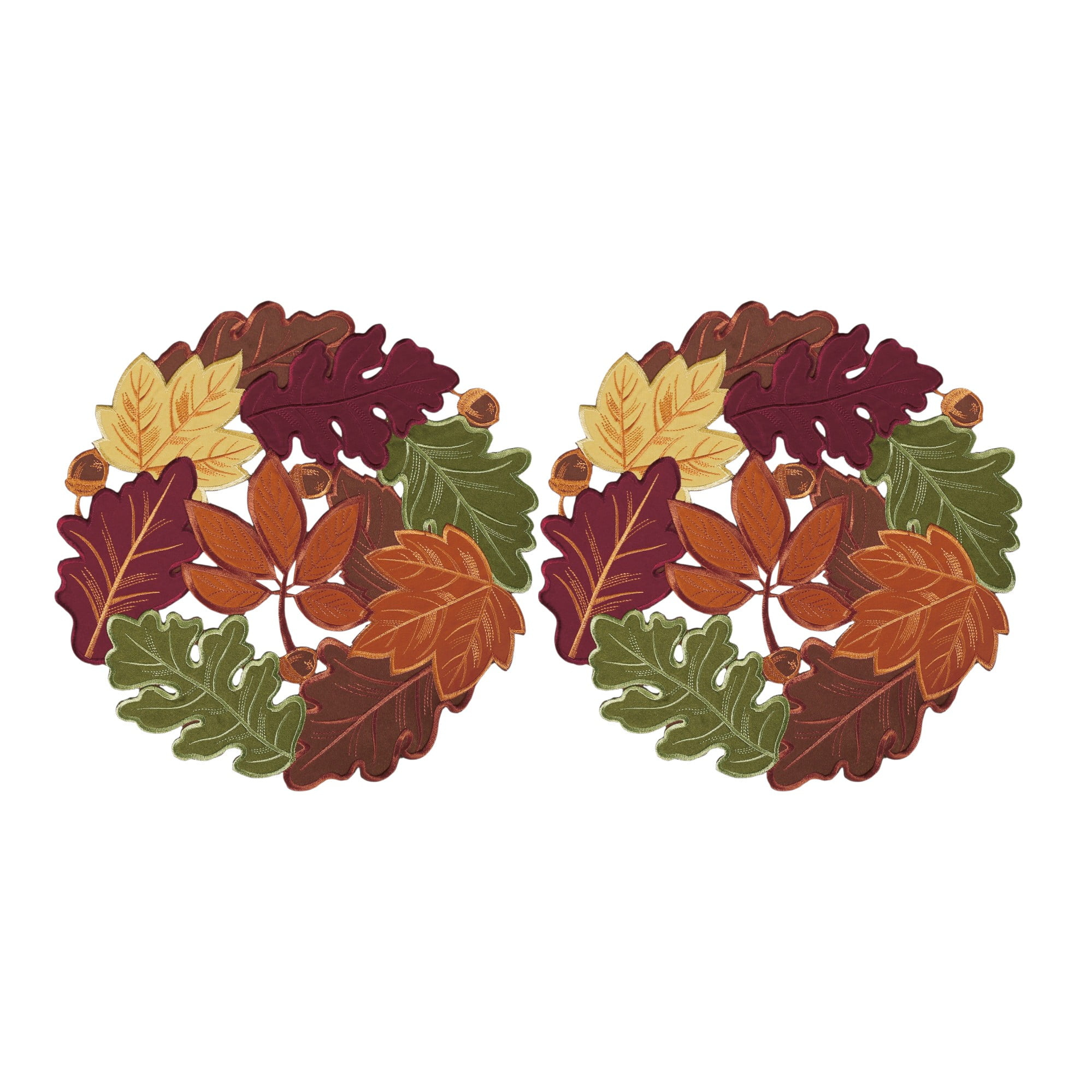 STP Goods  Autumn Leaves Ornament Round Doilies Set of 2 - N/A