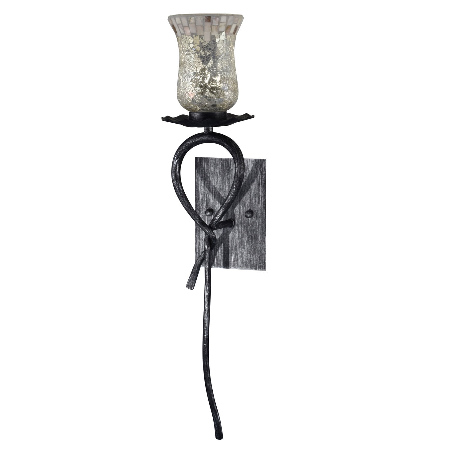 Dale Tiffany Hunters LED Mosaic Art Glass Creek Wall Sconce - Silver and Black