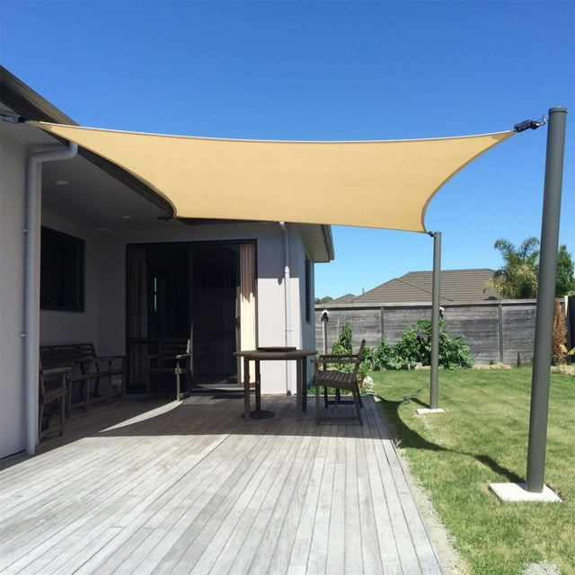 SUNNY GUARD Sun Shade Sail 6.5/8/10/12/13FT Rectangle UV Block Sunshade Canopy for Outdoor, 10'x13' Sand