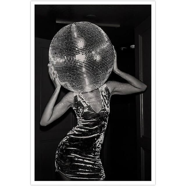 Music Aesthetics Poster Prints Funny Black and White Canvas Wall Art Trendy Retro Music Party Funky Wall Decor for Living Room Bar 12x16in Unframed