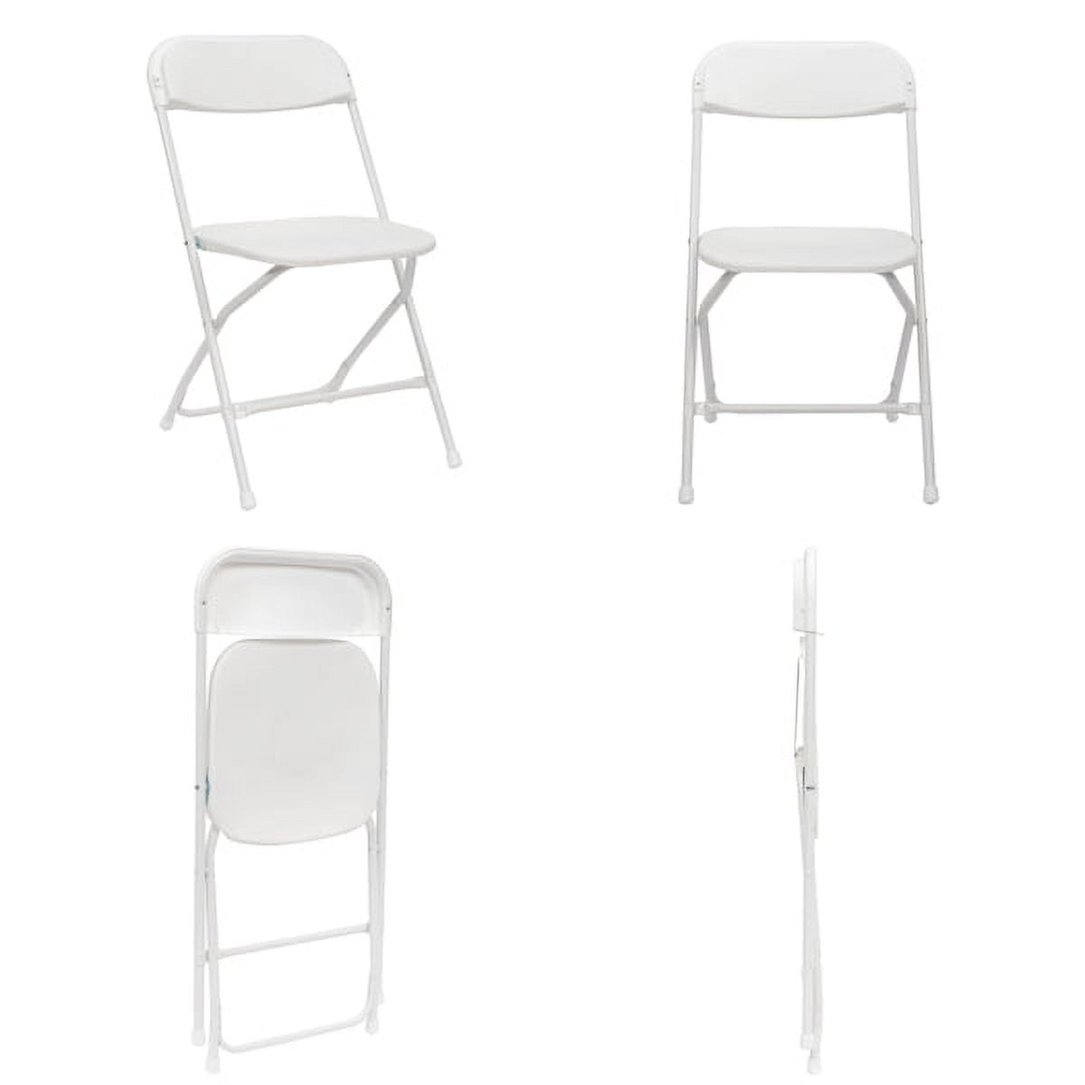 FCH White Folding Chair，Foldable Metal Frame with Solid Plastic Seat, Portable for Event Party Outside Dining Game，10 Pack