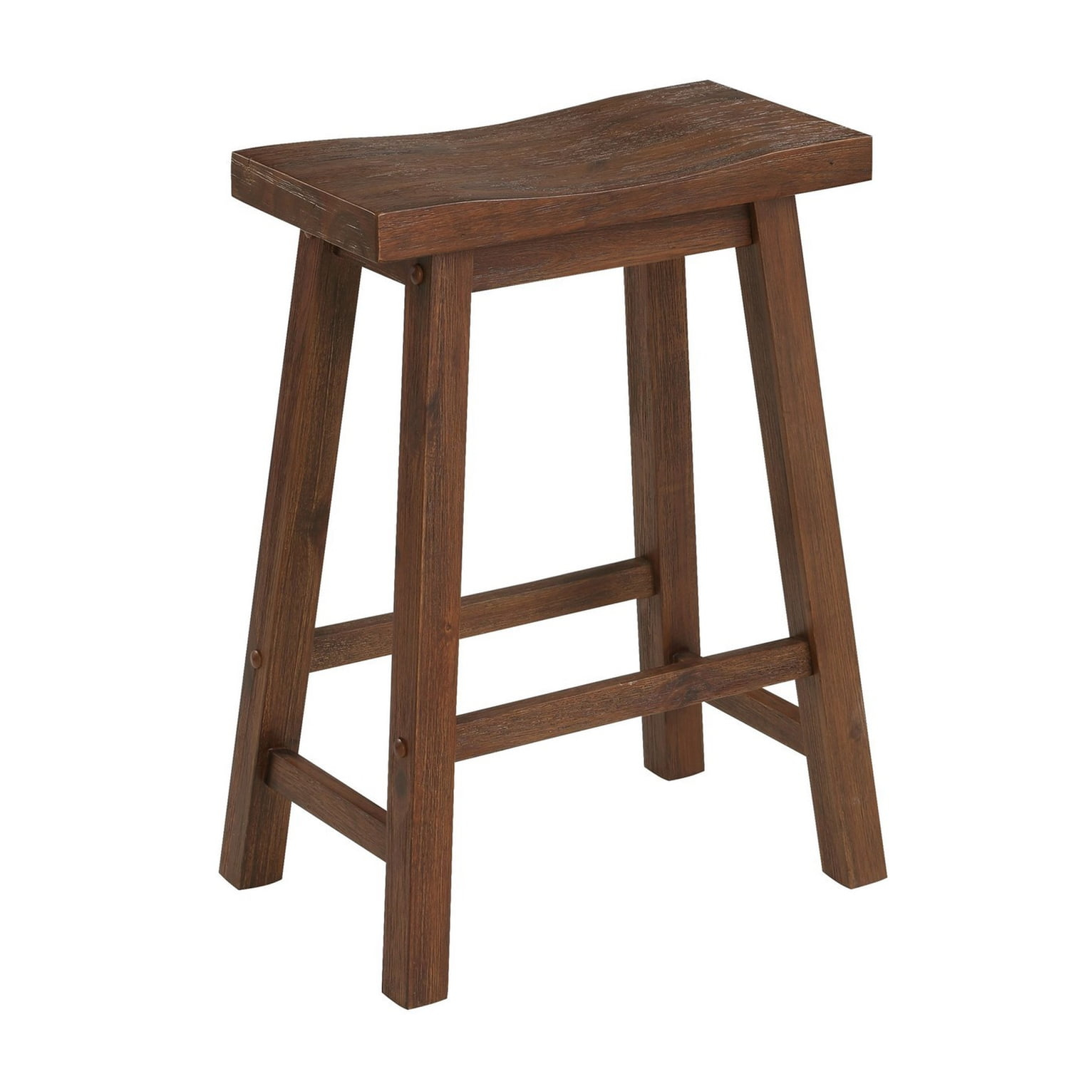 Benjara Saddle Design Wooden Counter Stool with Grain Details, Brown