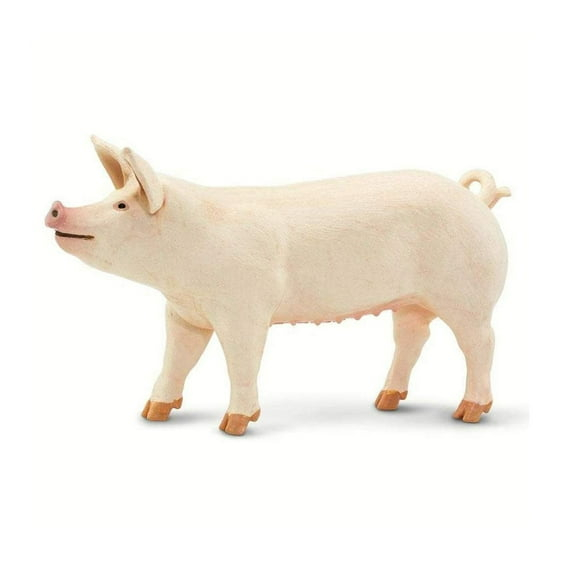 Safari Ltd. Large White Pig - Realistic 4" Farm Animal Figure - Educational Toy for Boys, Girls, & Kids Ages 3+