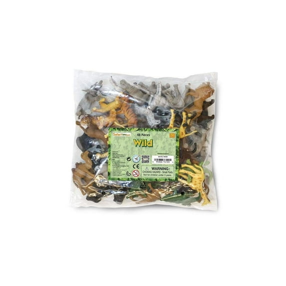 Safari Ltd. Wild Bulk Bag - 48 Jungle & Savanna Animal Figurines - Toy Set for Boys, Girls & Kids Ages 3+