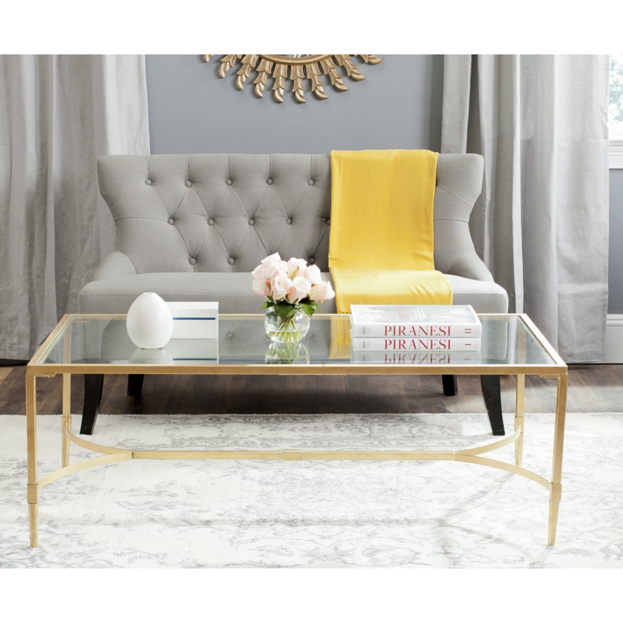 Antwan Coffee Table - Gold/Glass - Safavieh