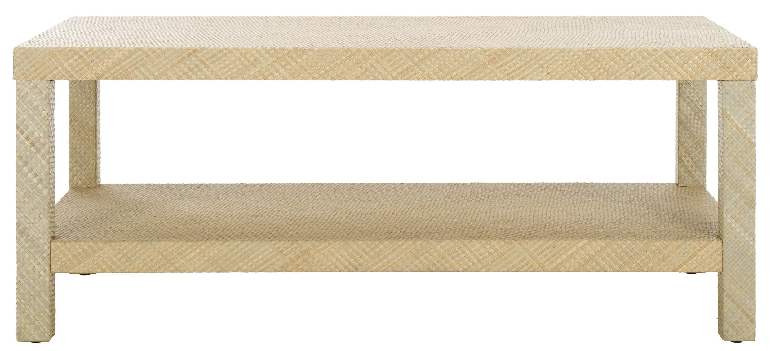 Safavieh Apis Raffia Wood 2 Shelf Coffee Table in Natural