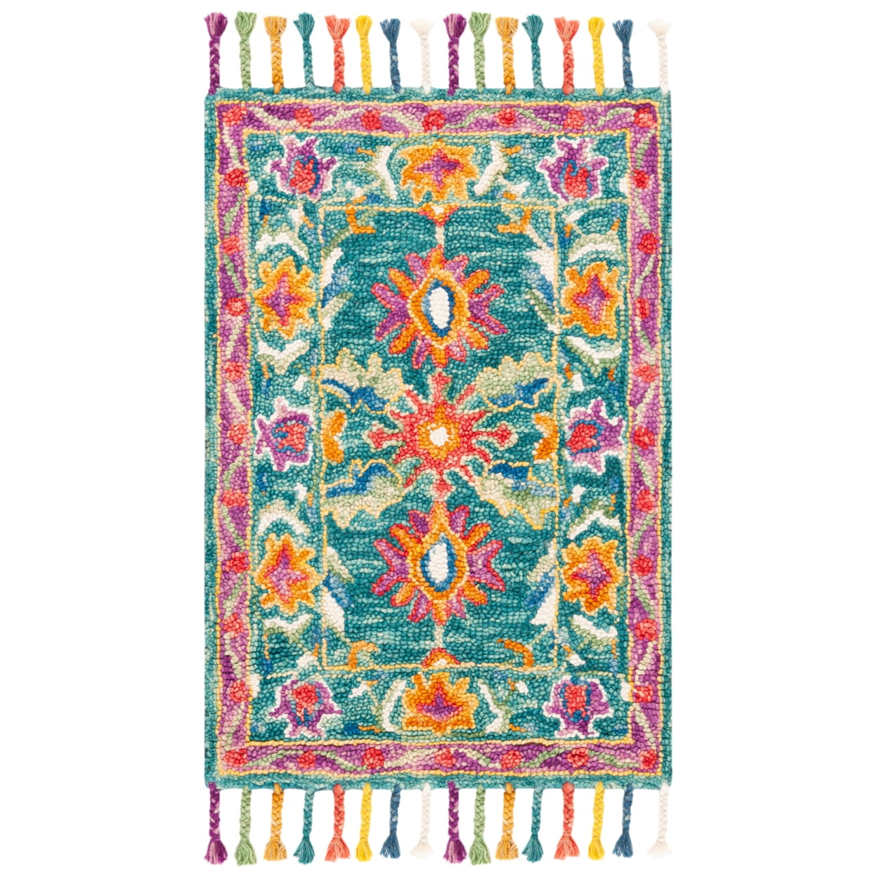 SAFAVIEH Aspen Mario Floral Wool Area Rug, Turquoise/Purple, 2' x 3'