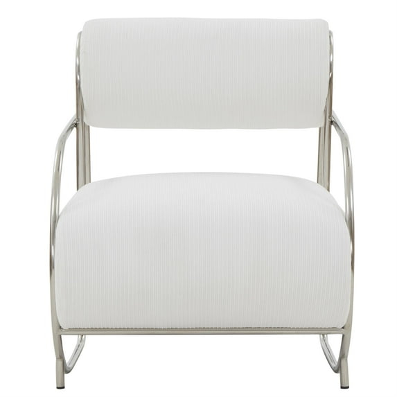 Safavieh Bethann Stainless Steel Frame Accent Chair in White / Silver