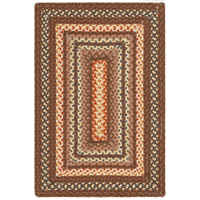 SAFAVIEH Braided Angel Bordered Machine Washable Reversible Area Rug, Brown/Light Brown, 2' x 3'