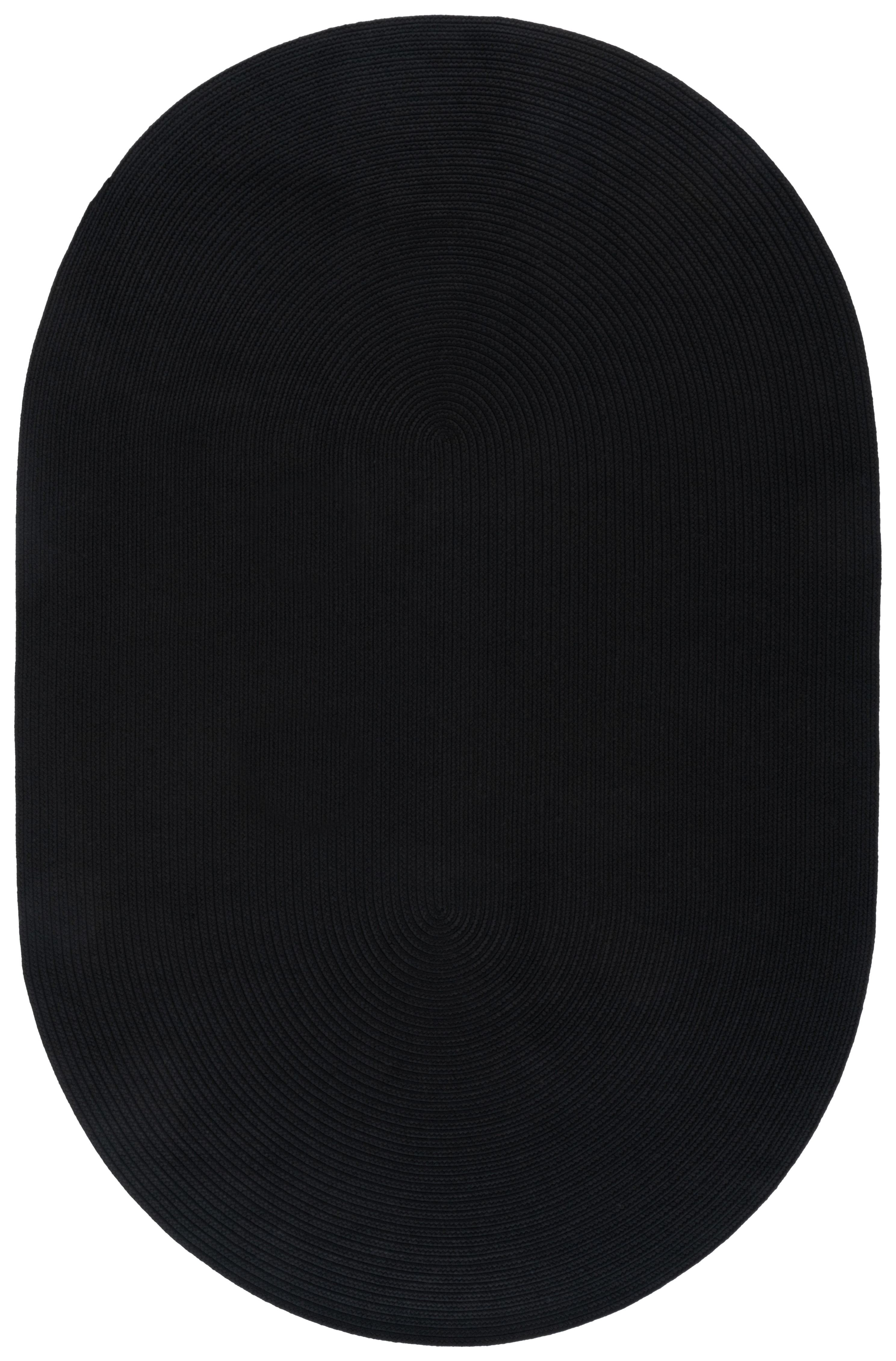 SAFAVIEH Braided Rishika Solid Machine Washable Reversible Area Rug, Black, 4' x 6' Oval