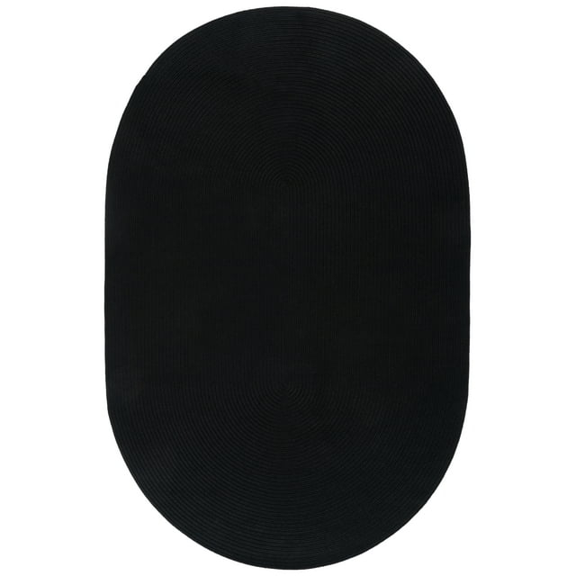 SAFAVIEH Braided Rishika Solid Machine Washable Reversible Area Rug, Black, 4' x 6' Oval