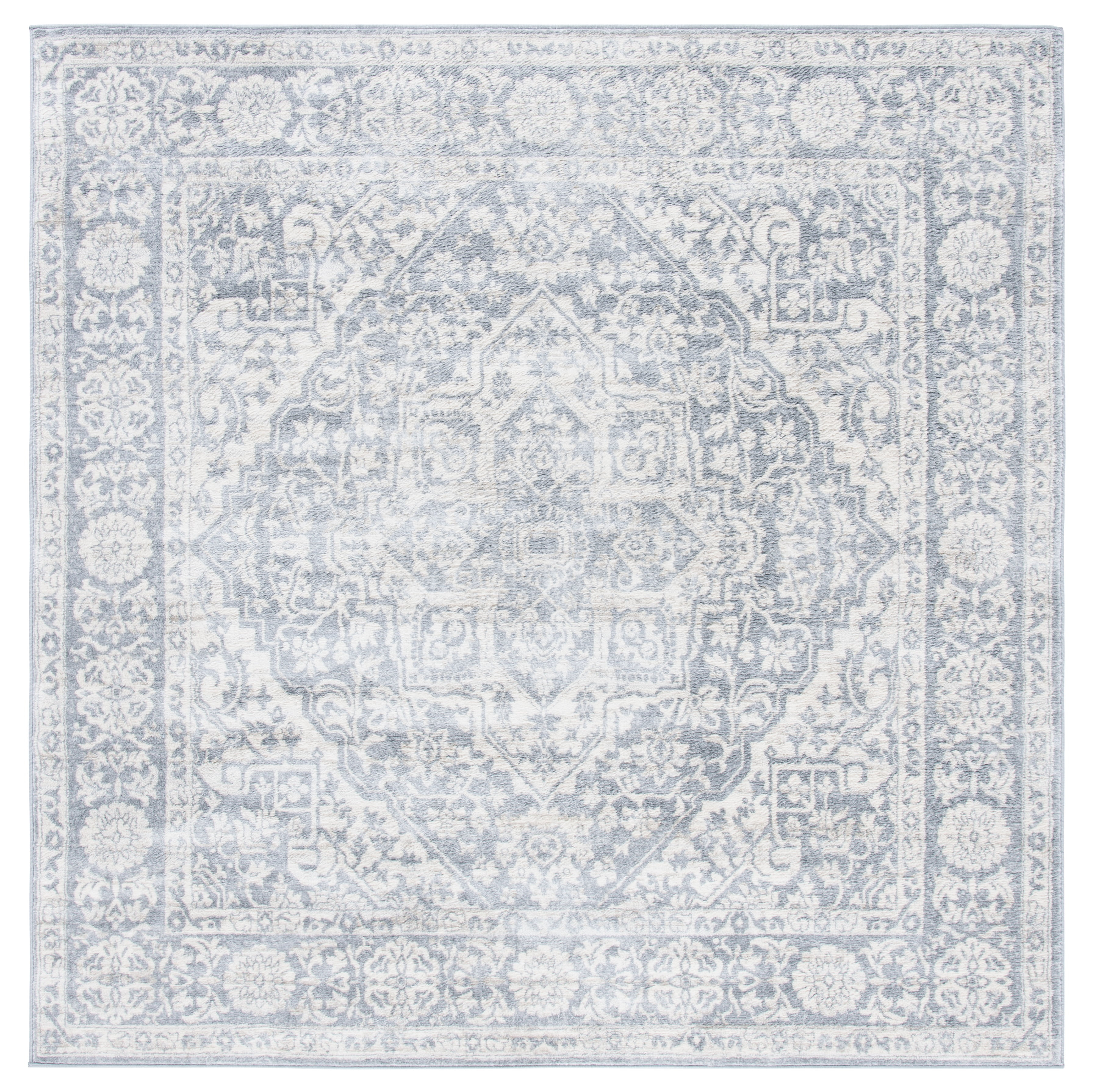 SAFAVIEH Brentwood Adams Oriental Area Rug, Light Grey/Ivory, 10' x 10' Square
