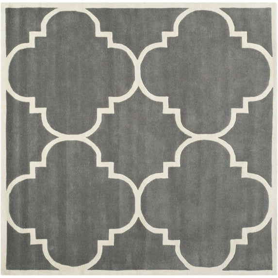 Safavieh CHATHAM, DARK GREY / IVORY, 4' X 4' Square, Area Rug, CHT730D-4SQ