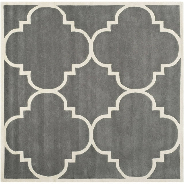 Safavieh CHATHAM, DARK GREY / IVORY, 4' X 4' Square, Area Rug, CHT730D-4SQ