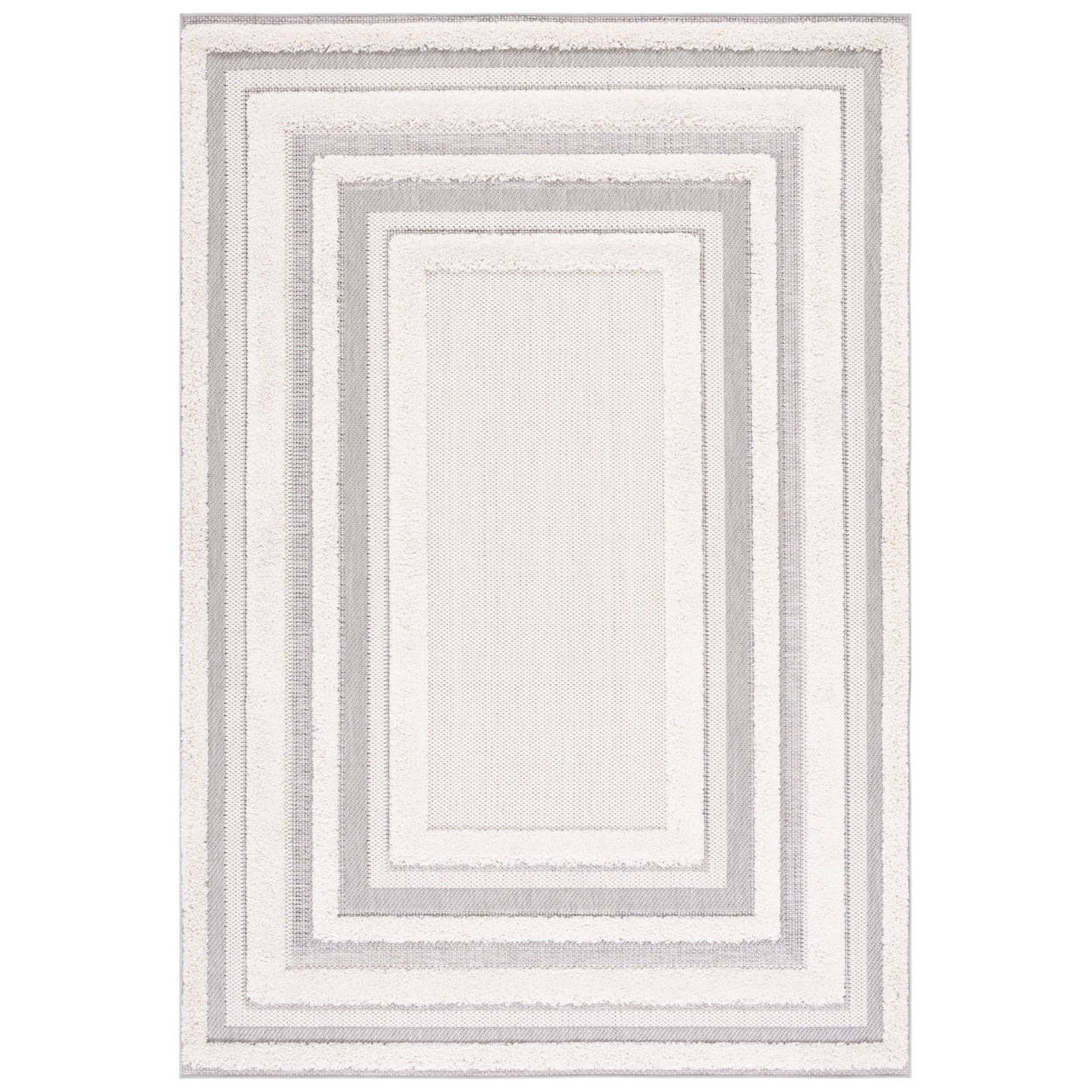 SAFAVIEH Cottage Calla Bordered Indoor/Outdoor Area Rug, Ivory/Grey, 9' x 12'