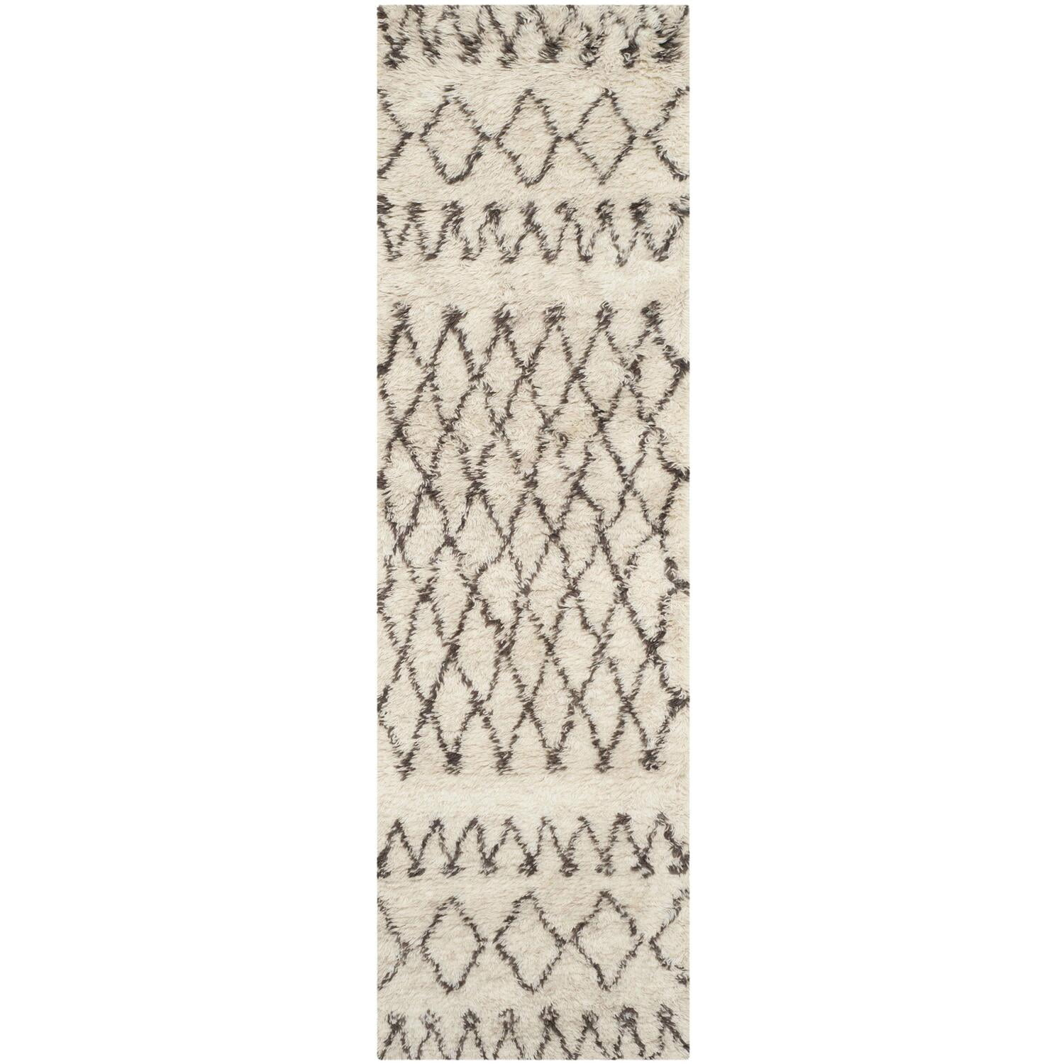 Casablanca CSB851 Hand Tufted Indoor Runner Rug - Ivory/Dark Brown - 2'3"x8' - Safavieh