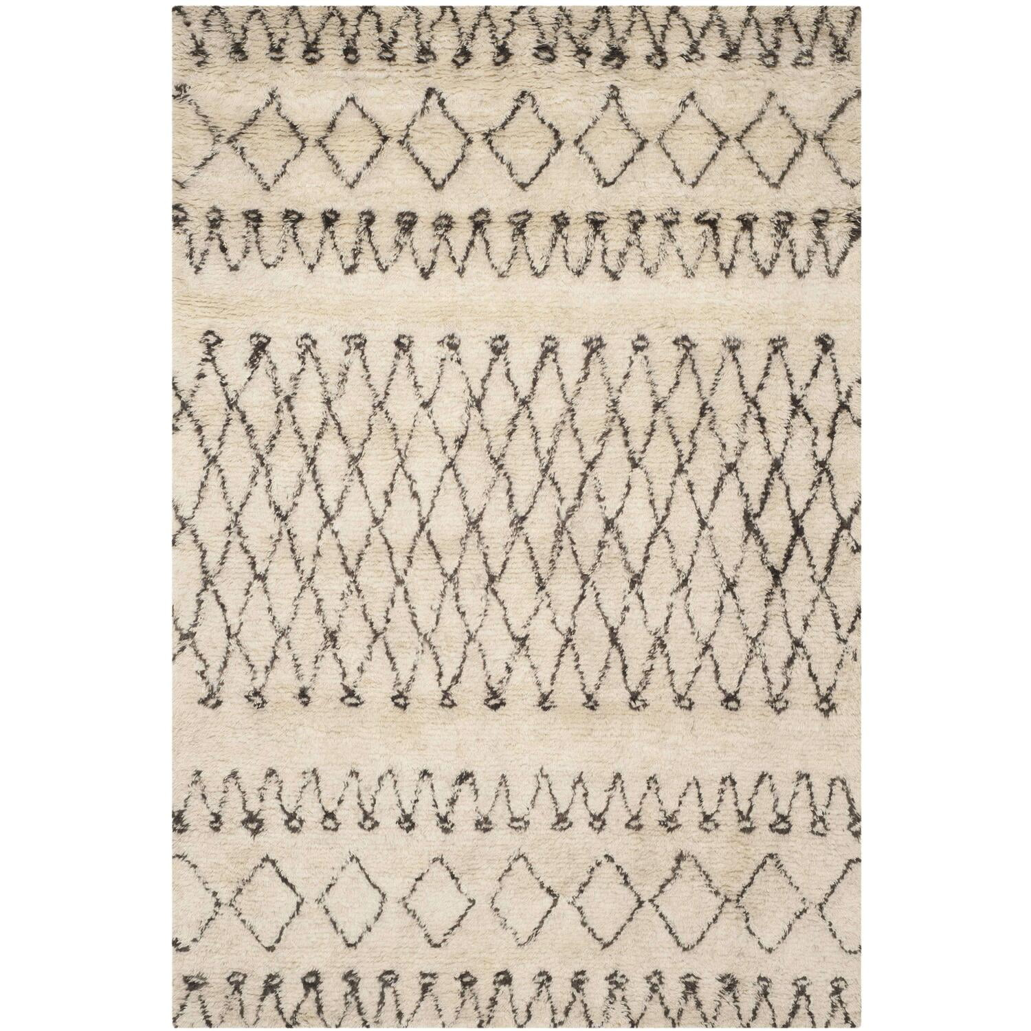 SAFAVIEH Casablanca Domhnall Southwestern Shag Area Rug, Ivory/Dark Brown, 6' x 9'
