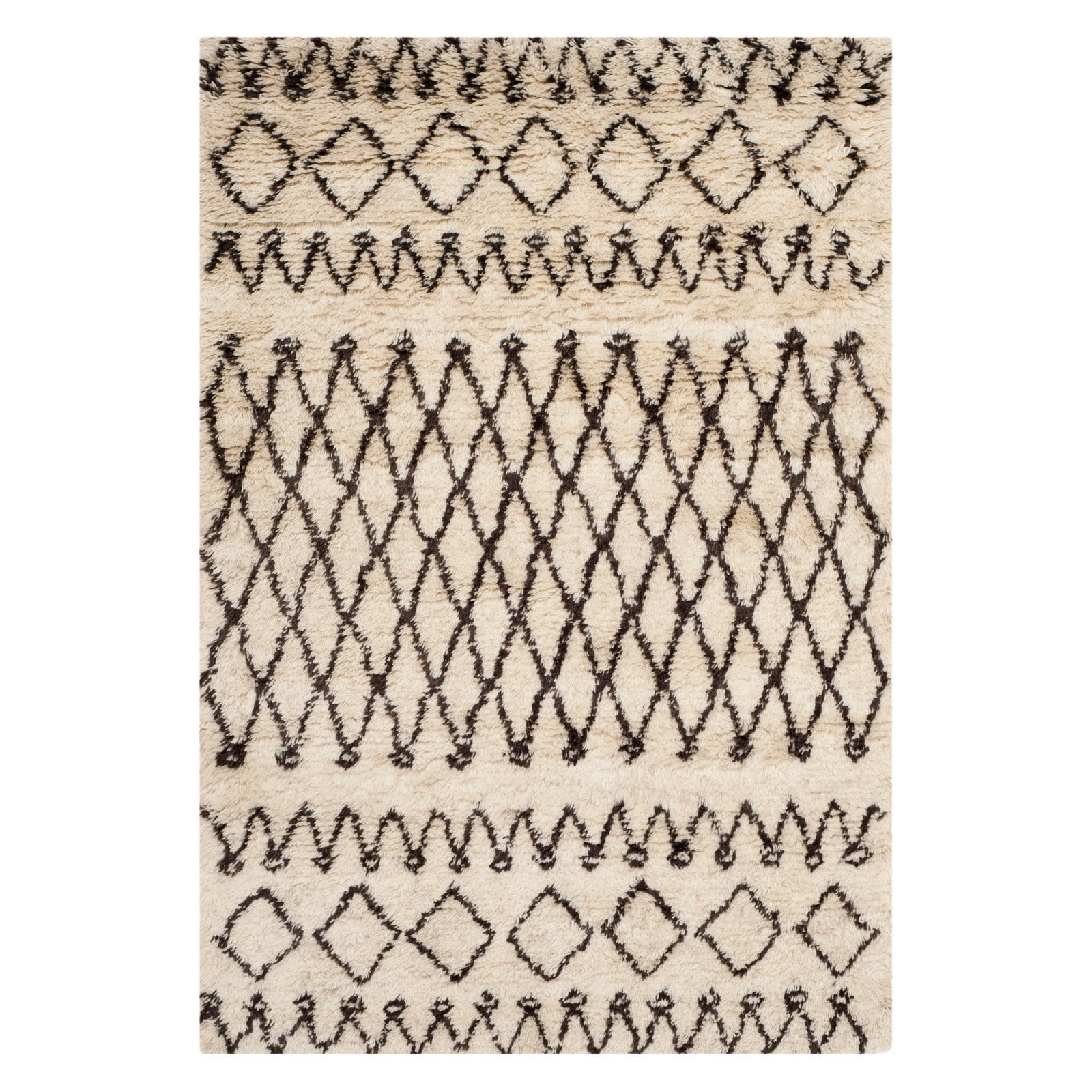 Casablanca CSB851 Hand Tufted Indoor Runner Rug - Ivory/Dark Brown - 2'3"x8' - Safavieh
