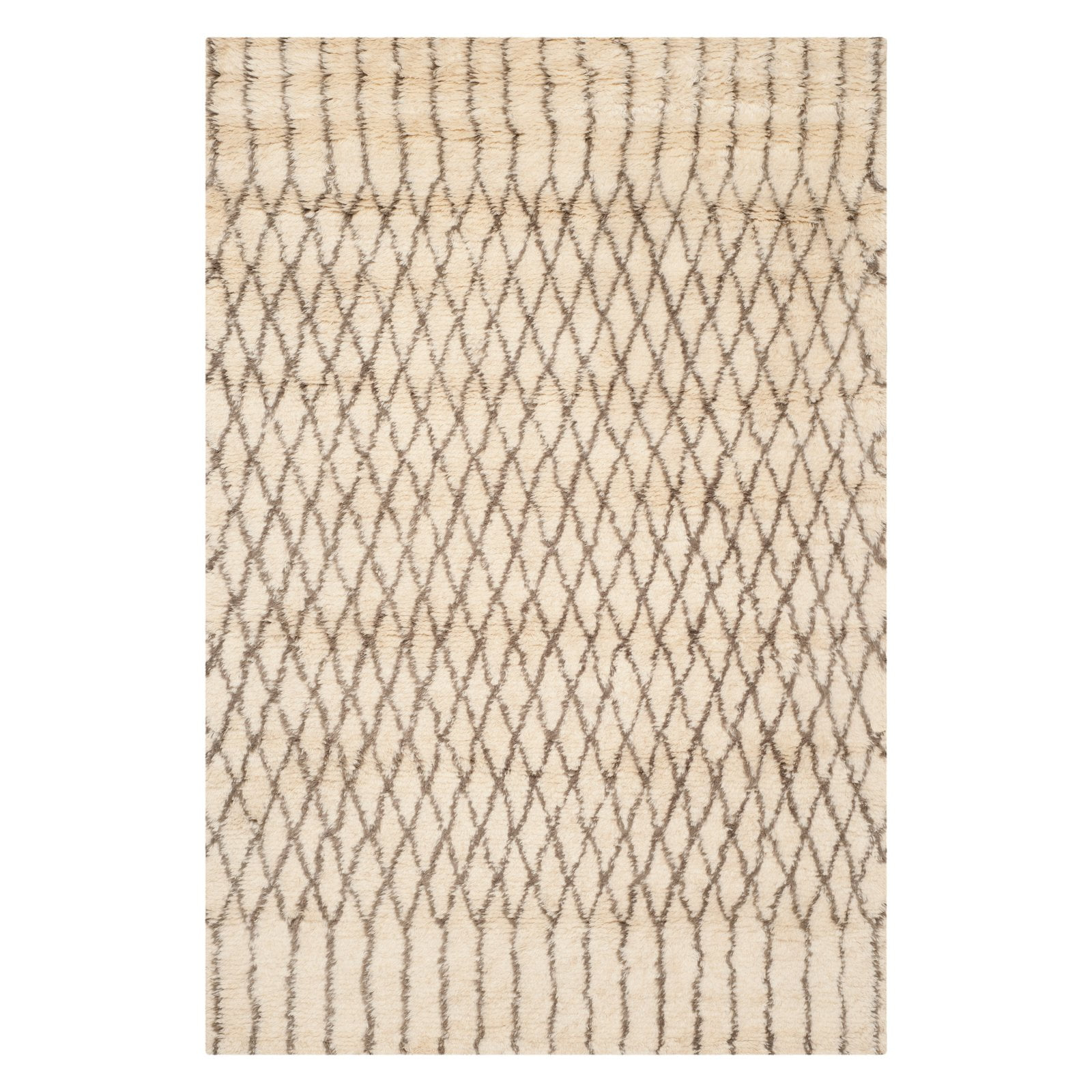 SAFAVIEH Casablanca Amber Abstract Shag Area Rug, Ivory/Grey, 6' x 9'
