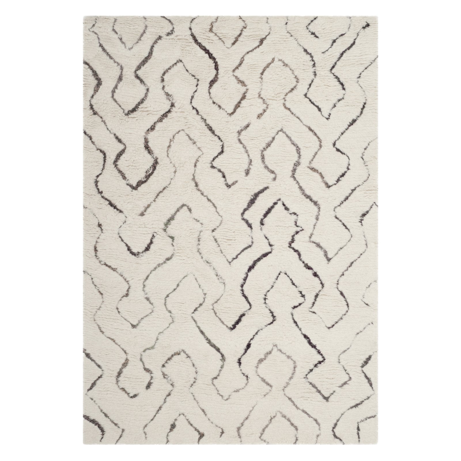 SAFAVIEH Casablanca Rada Abstract Shag Area Rug, Ivory/Multi, 6' x 6' Round