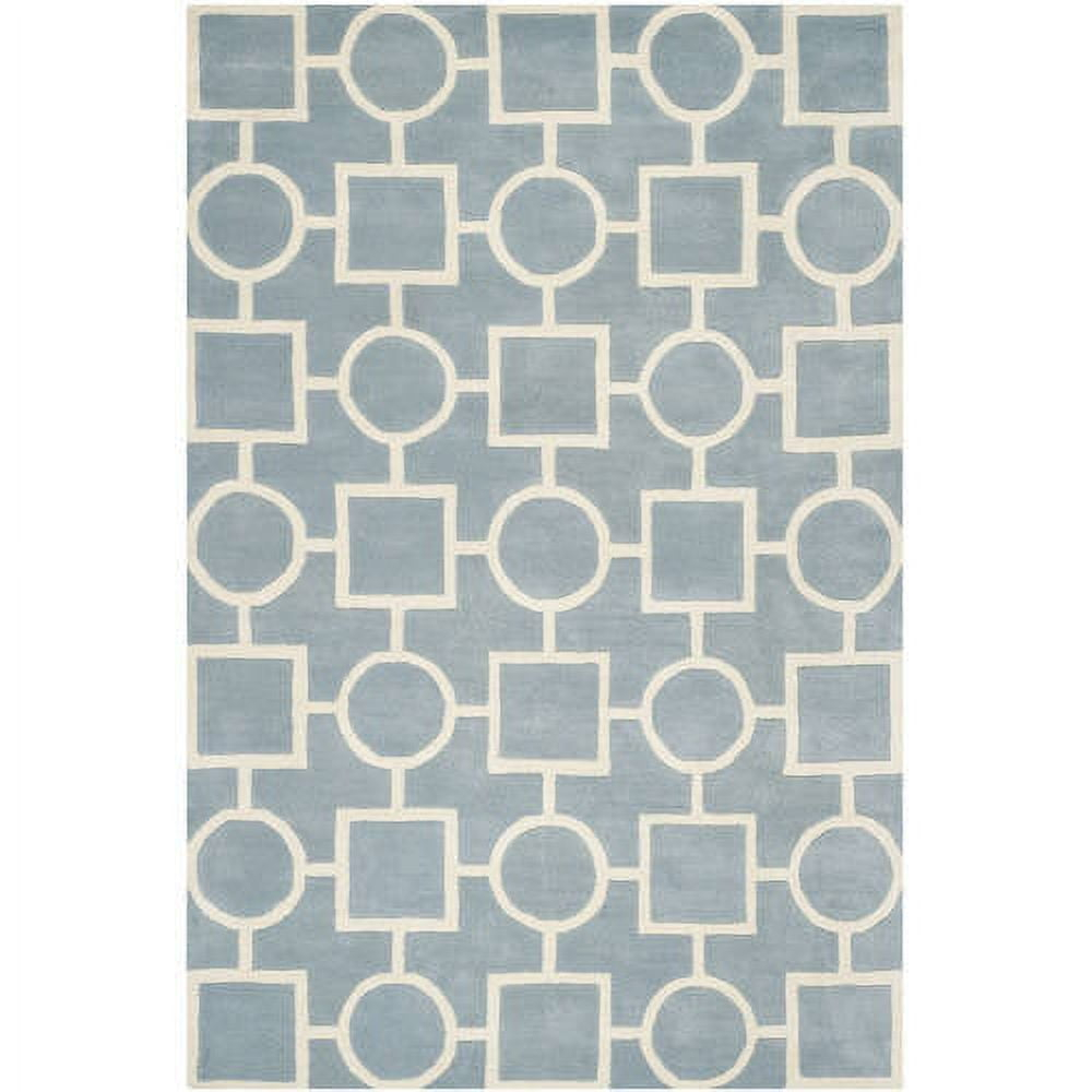 SAFAVIEH Chatham Francis Geometric Wool Area Rug, Blue/Ivory, 8'9" x 12'