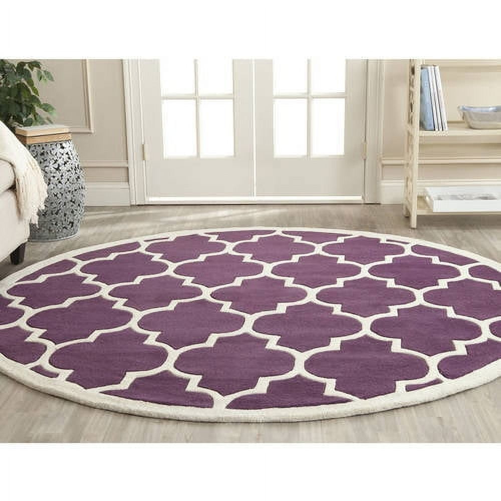 SAFAVIEH Chatham Gavin Geometric Wool Area Rug, Purple/Ivory, 4' x 6'