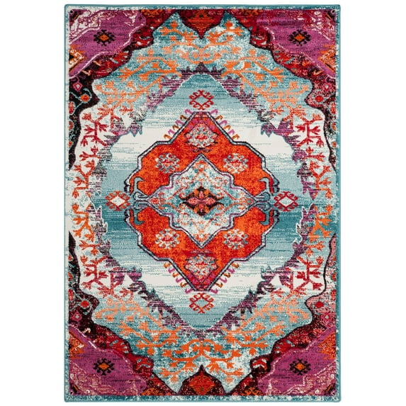 SAFAVIEH Cherokee Thane Southwestern Area Rug, Light Blue/Fuchsia, 4' x 6'