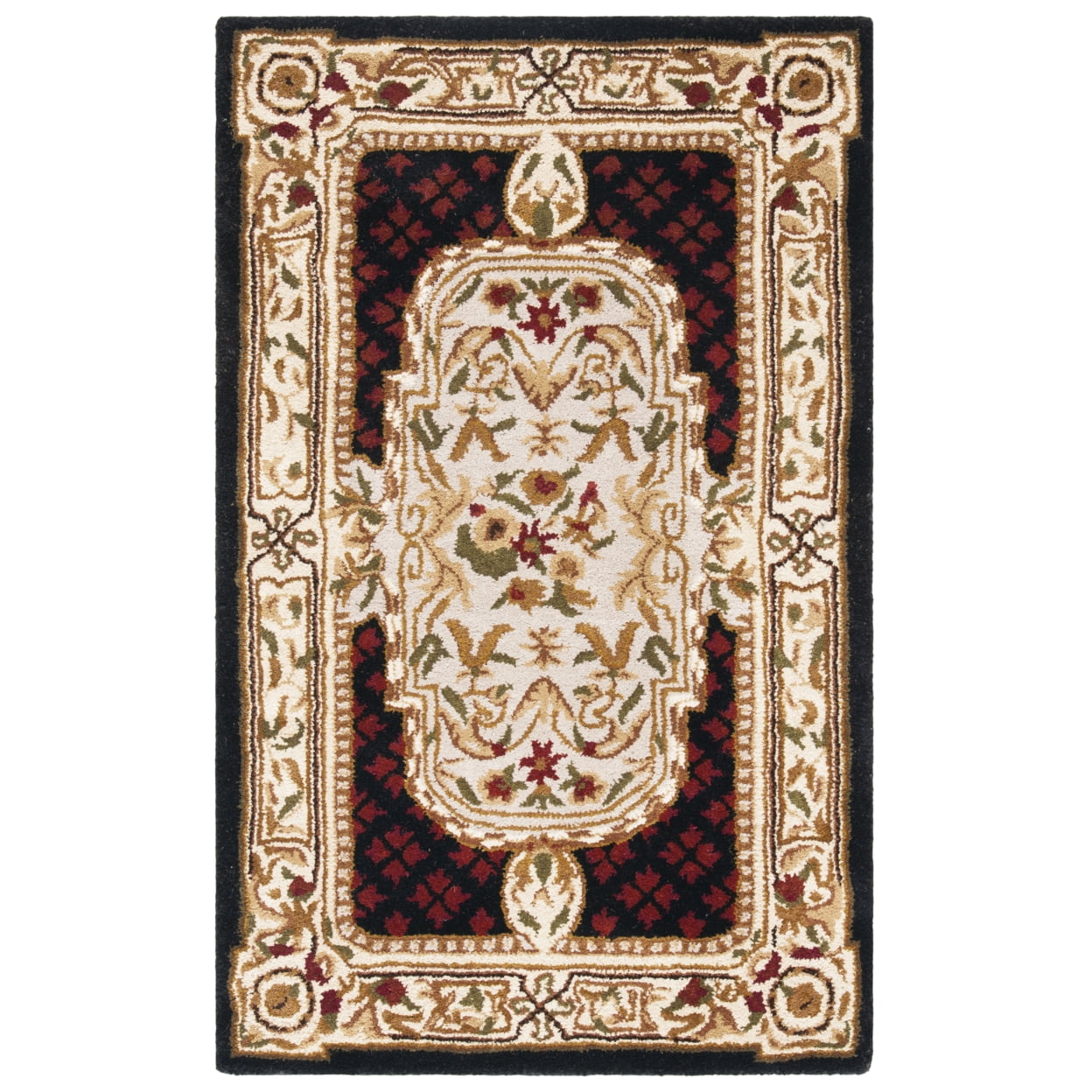 SAFAVIEH Classic Flanagan Oriental Wool Area Rug, Black, 4' x 6'