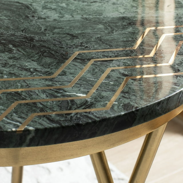 Safavieh  Coletta Marble Accent Table - Dark Green - 18" x 18" x 23"