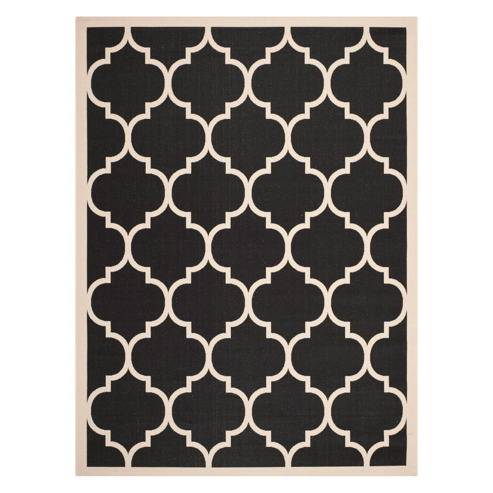 Courtyard CY6914 Power Loomed Indoor/Outdoor Area Rug - Black/Beige - 5'3"x5'3" - Safavieh.