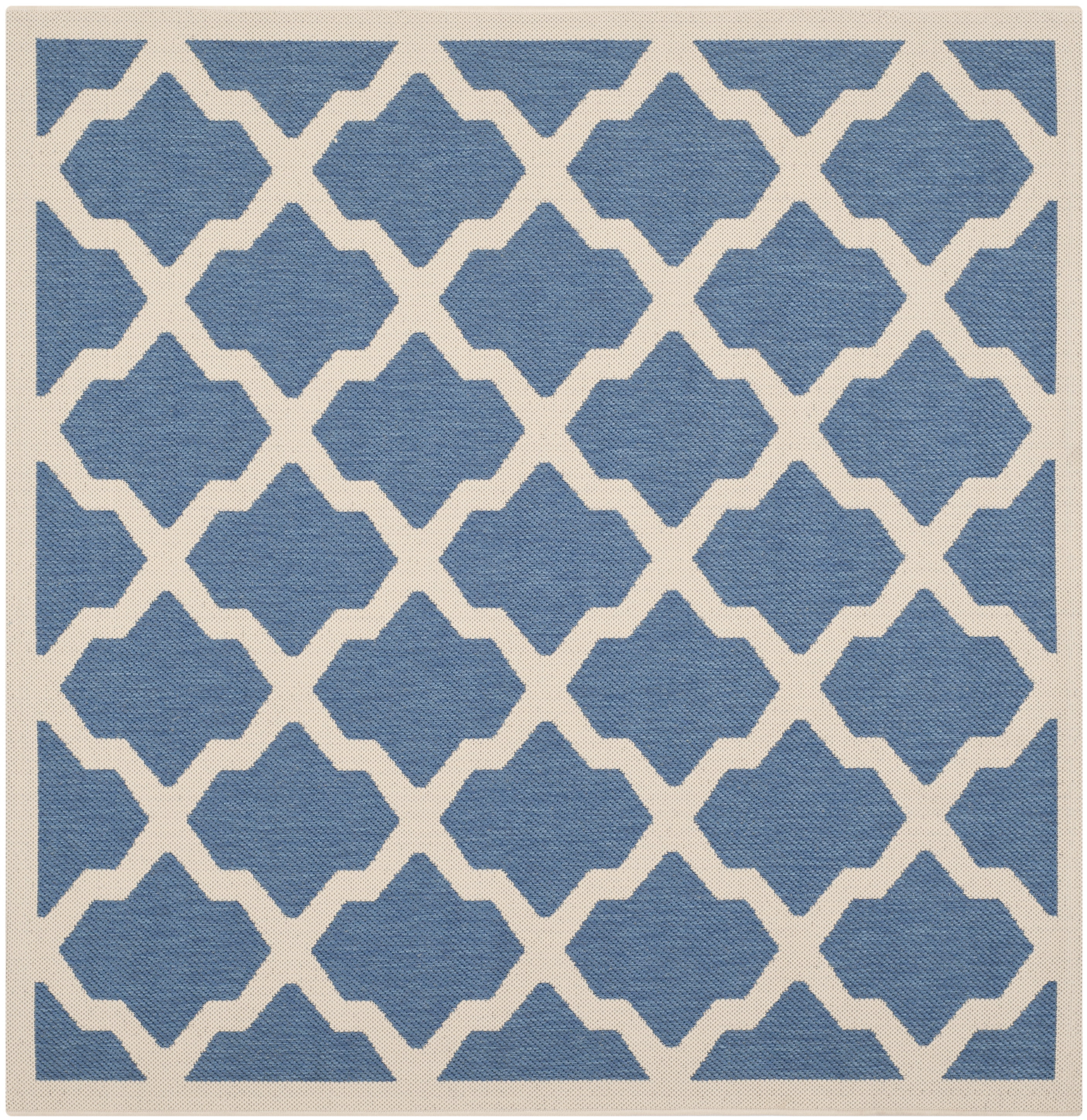 Safavieh Courtyard Amber Quatrefoil Indoor/Outdoor Area Rug, 4' x 4' Square, Blue/Beige