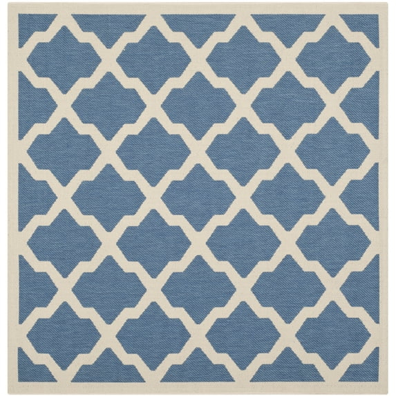 Safavieh Courtyard Amber Quatrefoil Indoor/Outdoor Area Rug, 4' x 4' Square, Blue/Beige
