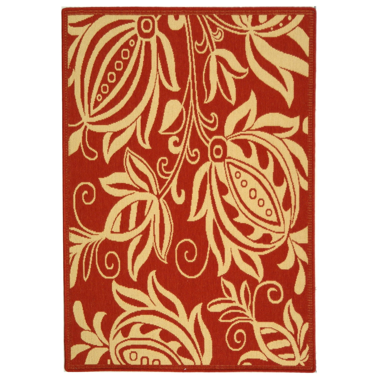 Safavieh Courtyard Crystal Floral Indoor/Outdoor Indoor/Outdoor Area Rug, 5'3" x 7'7", Red/Natural