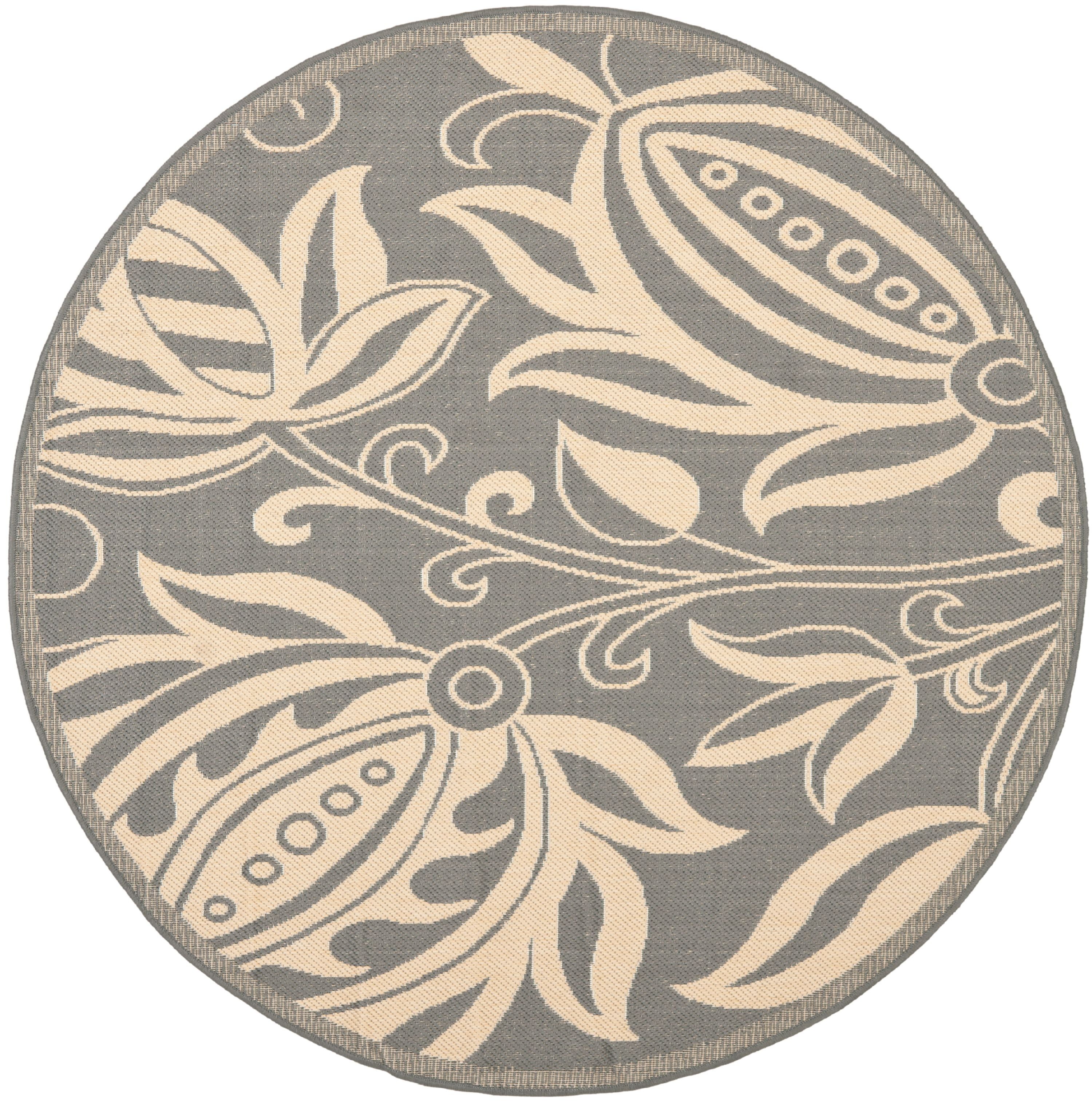 Courtyard CY2961 Power Loomed Indoor and Outdoor Area Rug - Grey/Natural - 7'10" Round - Safavieh