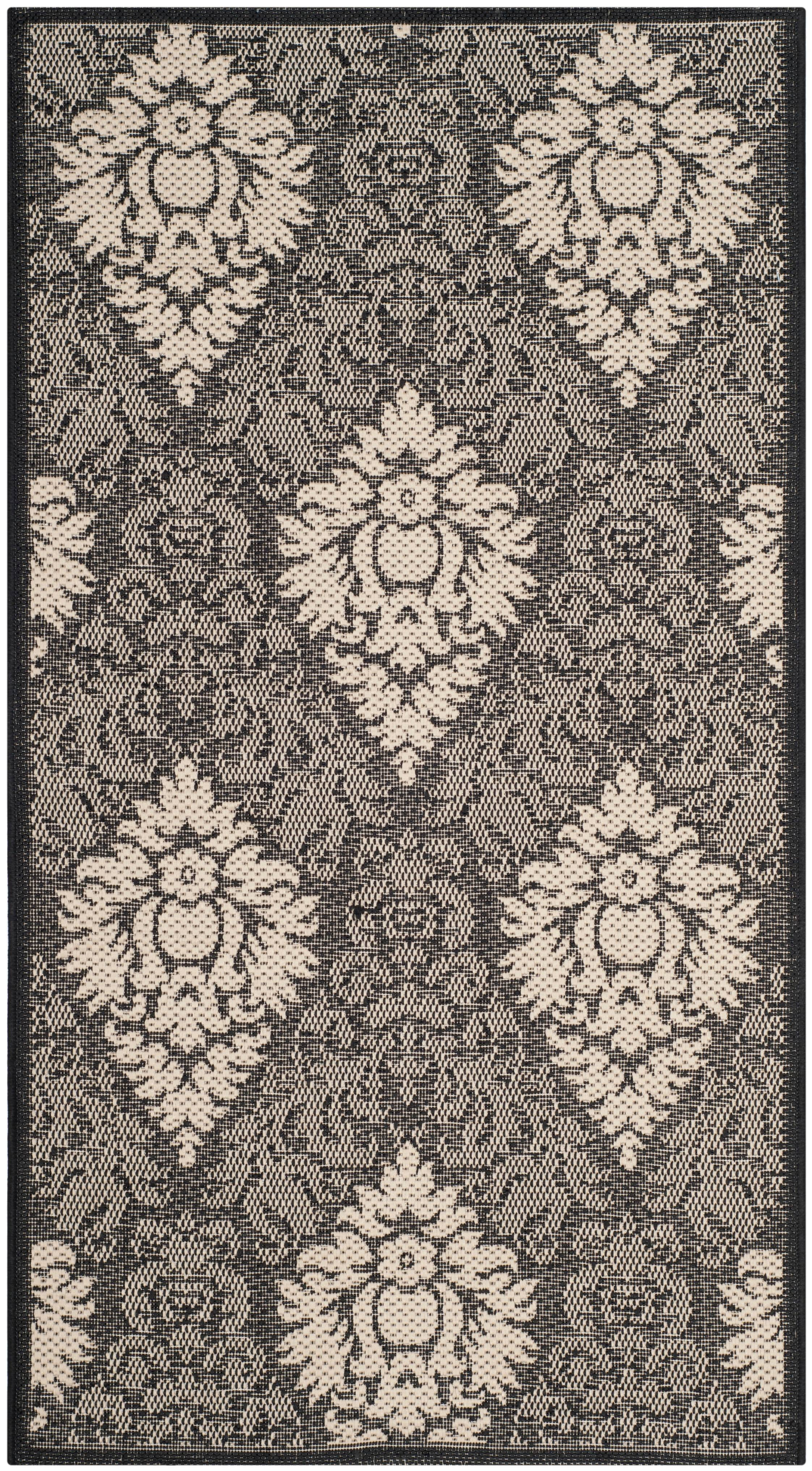 Courtyard CY2714 Power Loomed Indoor and Outdoor Accent Rug - Black/Sand - 2'x3'7" - Safavieh