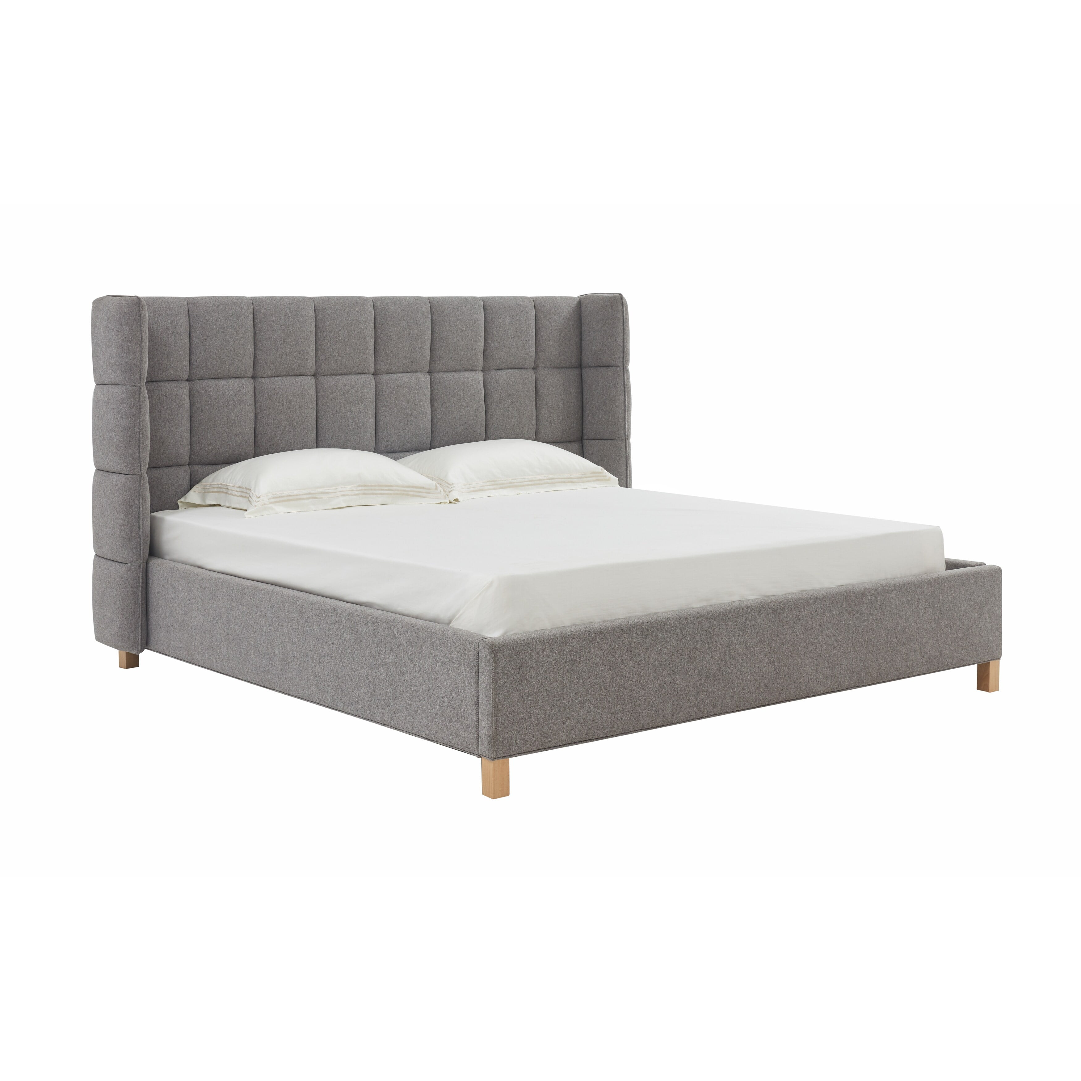 Safavieh  Couture Emerson Grid Tufted Bed. Light Grey 74 IN W x 87 IN D x 51 IN H