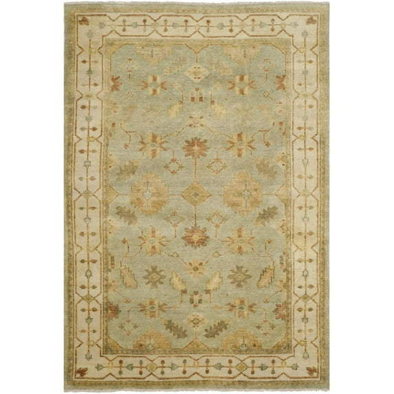Oushak OSH141 Hand Knotted Area Rug - Soft Green/Ivory - 4'x6' - Safavieh.