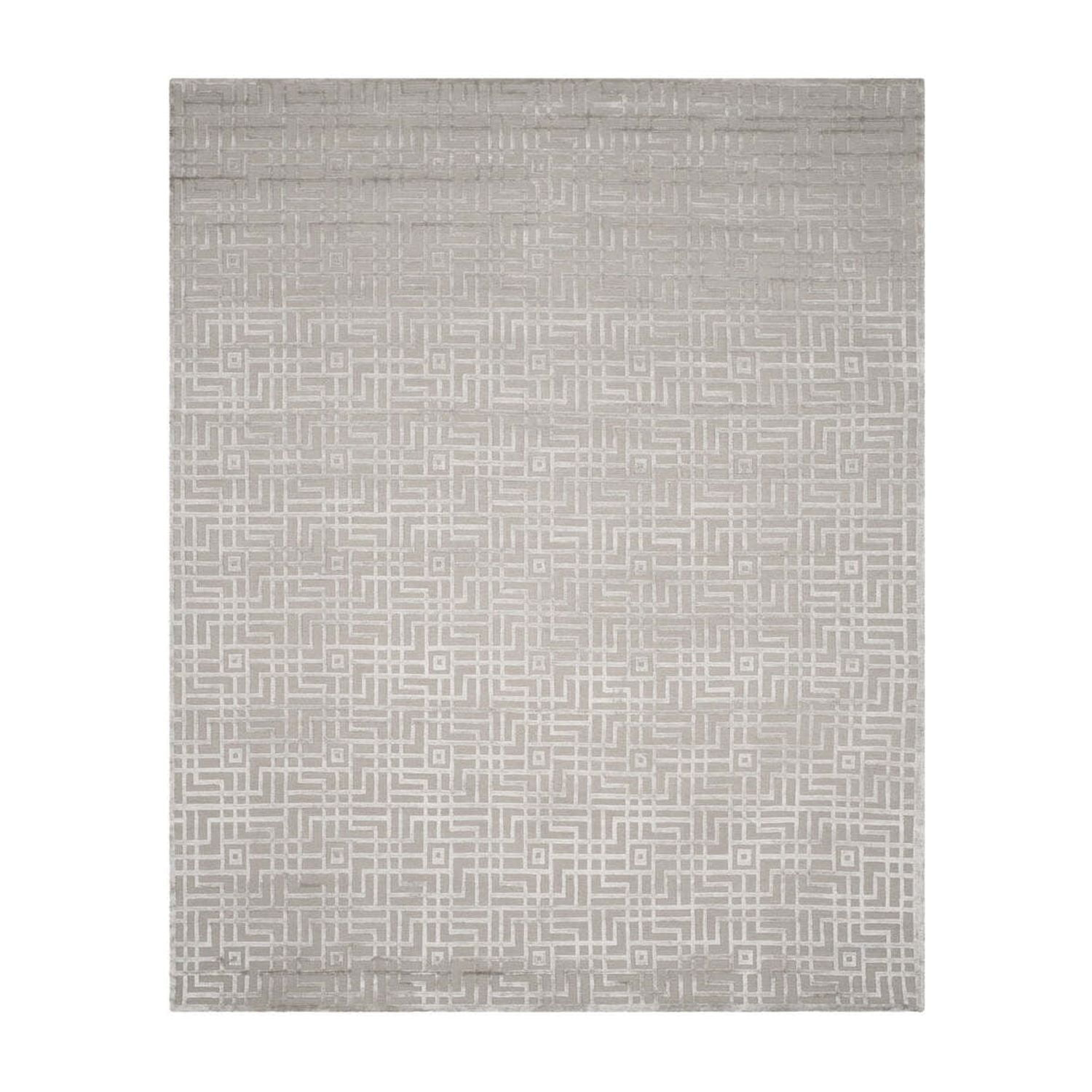 Tibetan Hand Knotted 60% Viscose, 30% Wool, And 10% Cotton Geometric Rug
