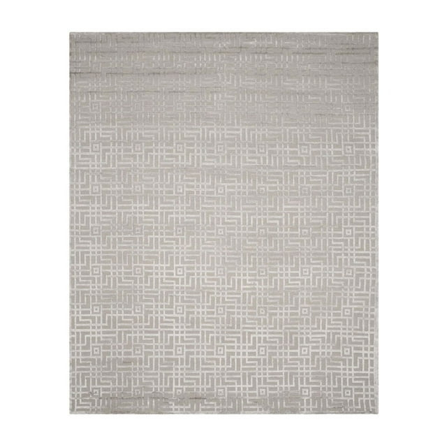 Tibetan Hand Knotted 60% Viscose, 30% Wool, And 10% Cotton Geometric Rug