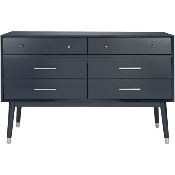 Safavieh Couture Home Collection Madden Retro Navy and Silver 6-Drawer Dresser Navy/Silver