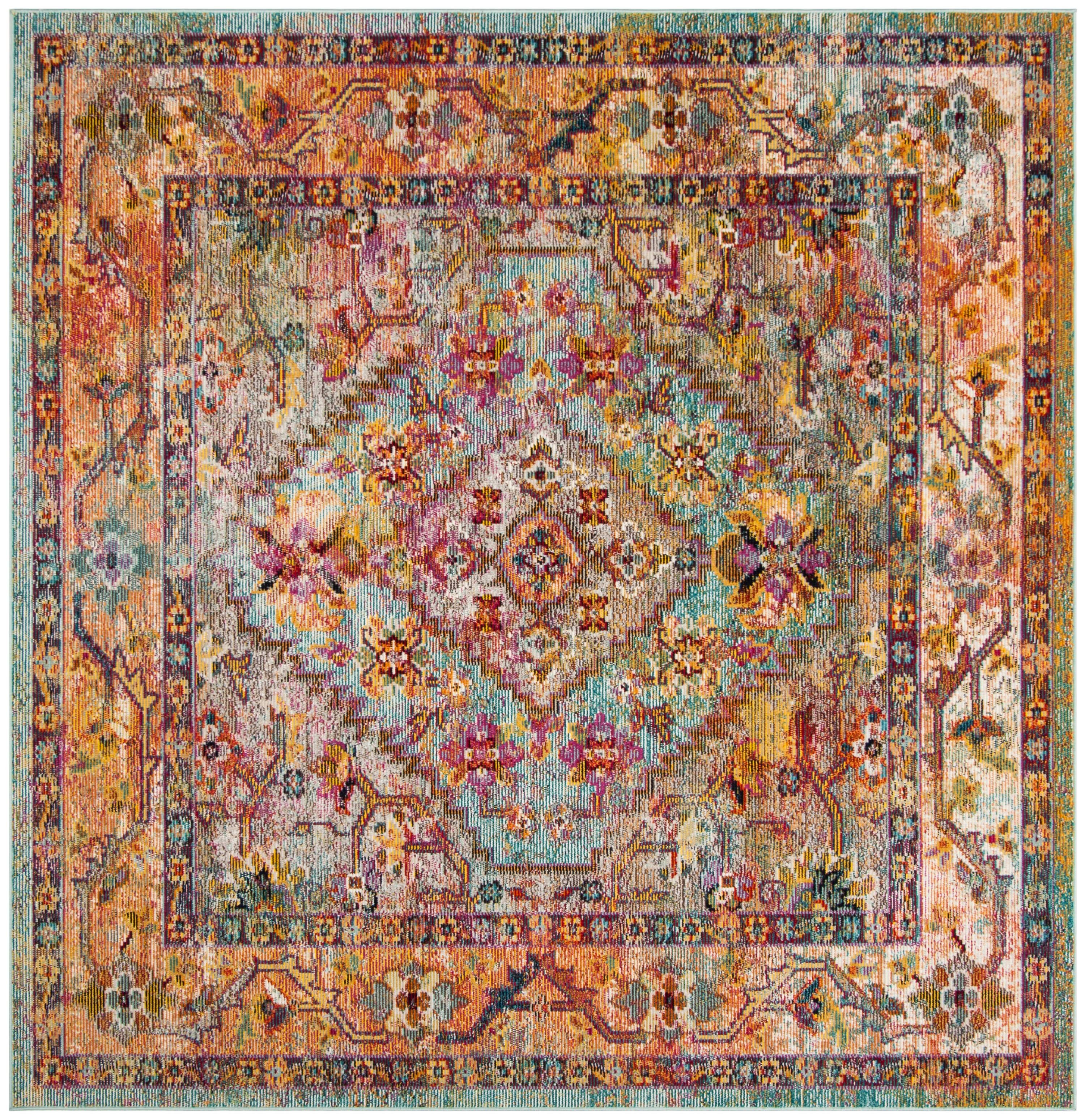 Crystal CRS507 Power Loomed Area Rug - Light Blue/Orange - 7'x7' - Safavieh.
