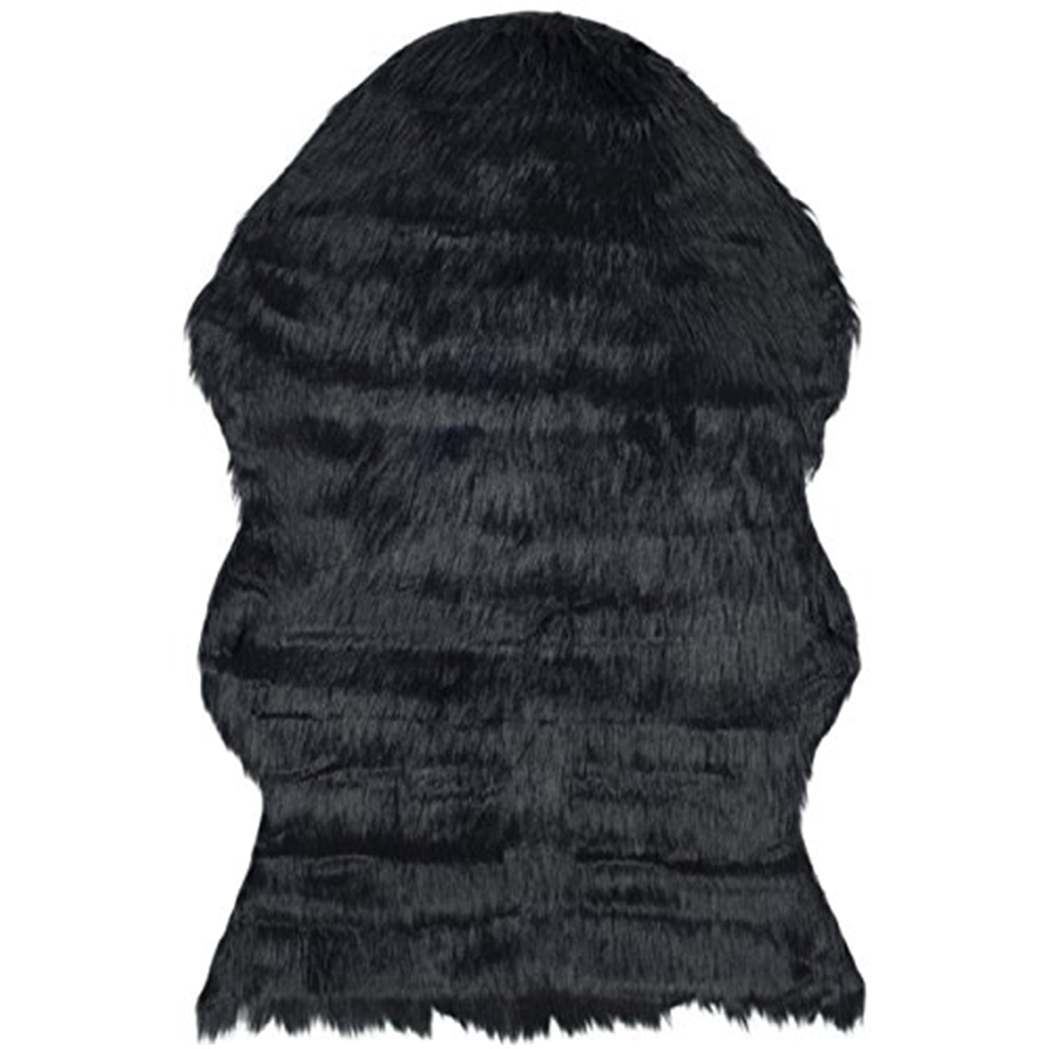 SAFAVIEH Faux Sheep Skin Jadyn Animal Area Rug, Black, 4' x 6'