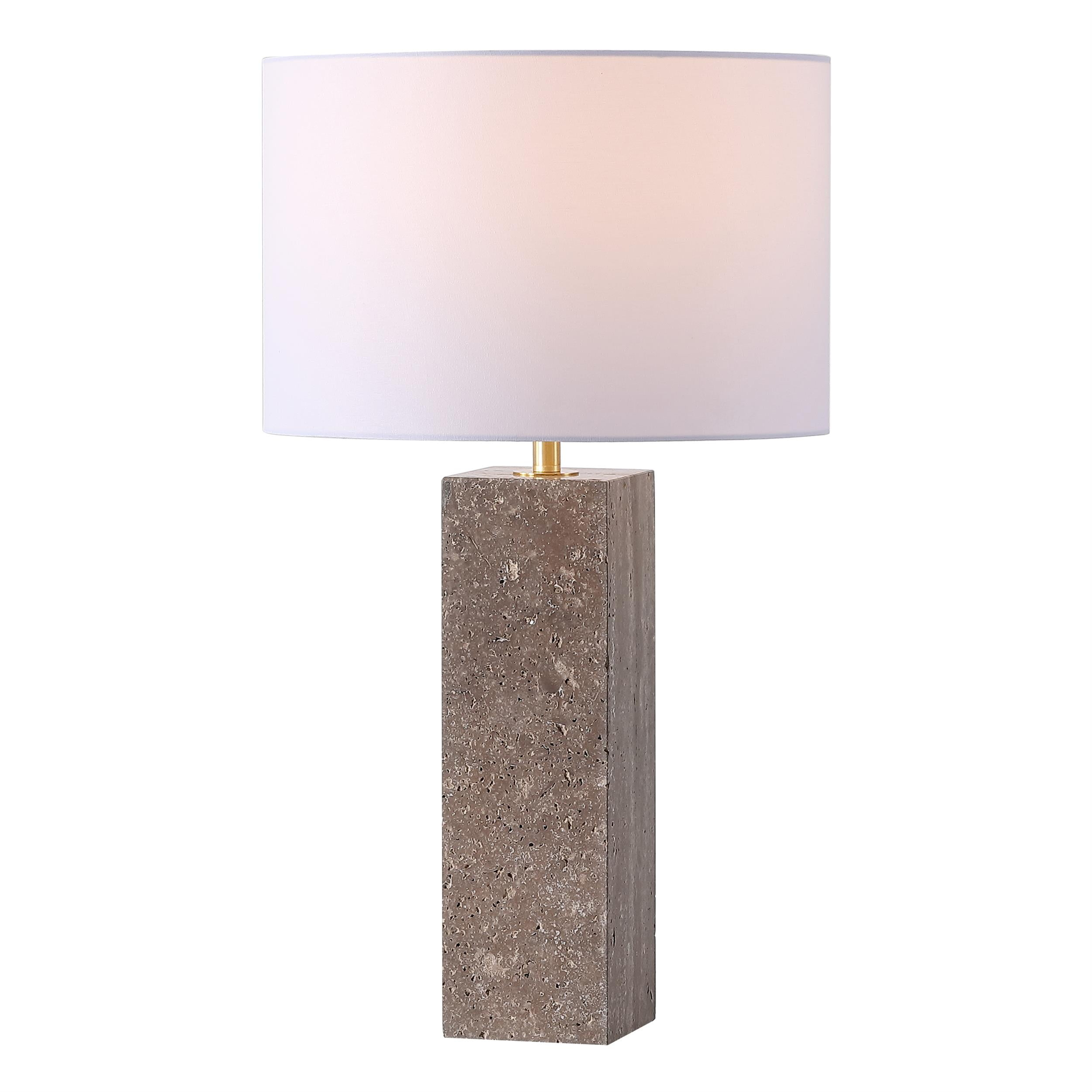 Safavieh Feliciano Travertine and Iron Table Lamp in Brown / White