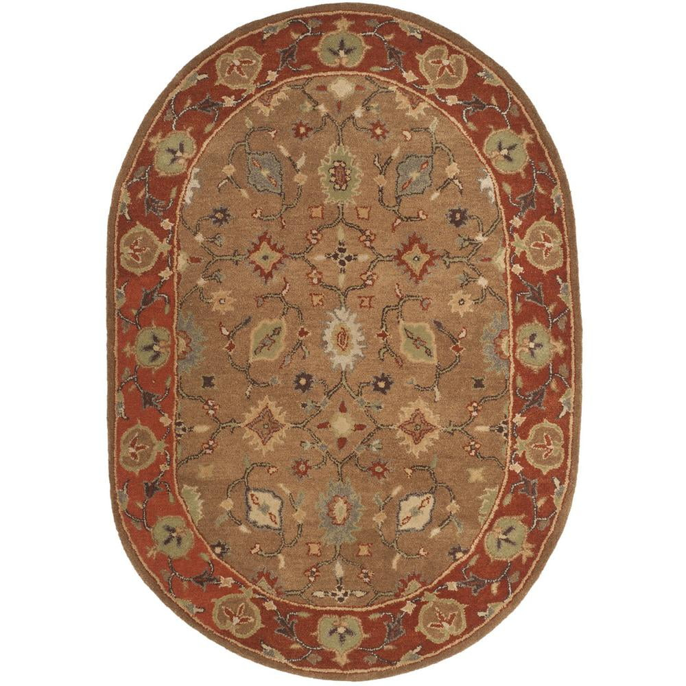 Heritage HG952 Hand Tufted Area Rug - Moss/Rust - 4'6"x6'6" Oval - Safavieh.