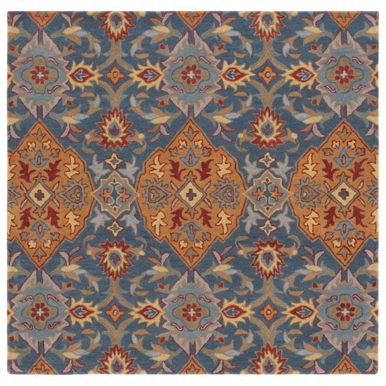 SAFAVIEH Heritage Reanna Oriental Wool Area Rug, Navy/Gold, 6' x 6' Square