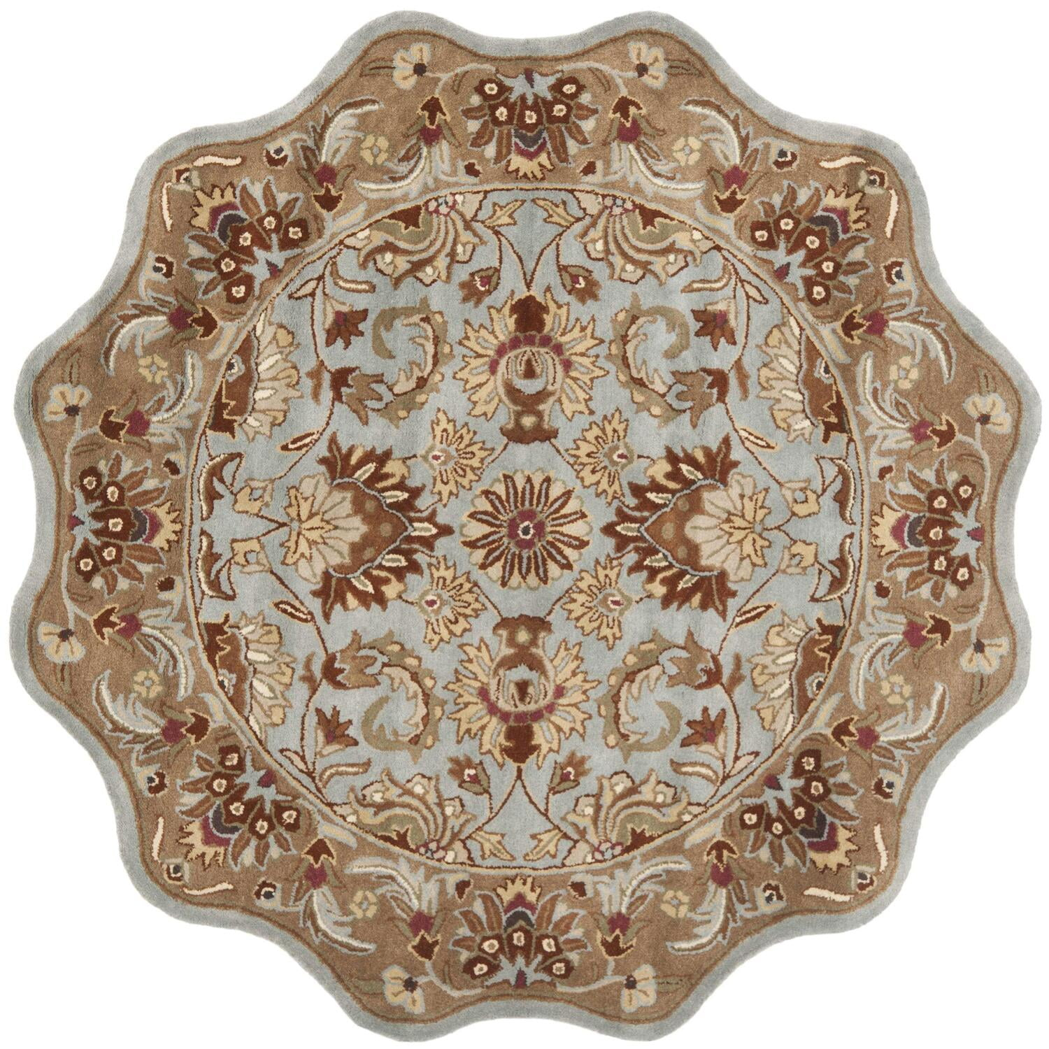 Heritage HG822 Hand Tufted Area Rug - Blue/Beige - 6' Round - Safavieh.