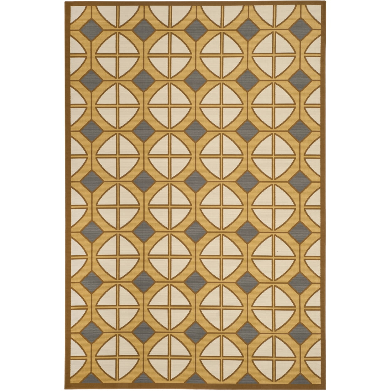 Hampton HAM510 Power Loomed Indoor/Outdoor Area Rug - Camel/Ivory - 8'x11' - Safavieh.