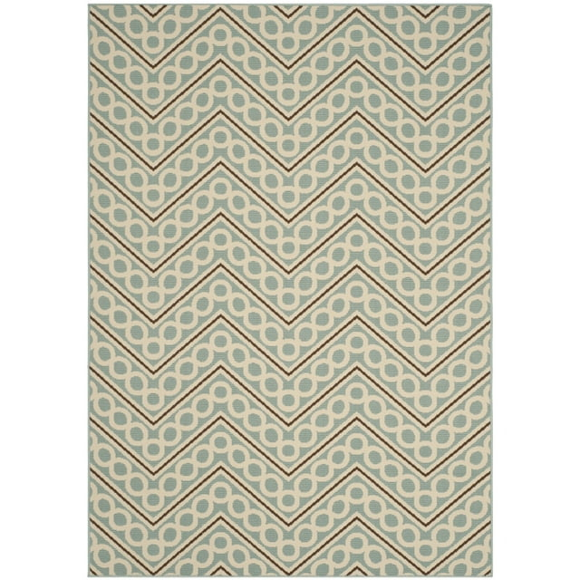 Hampton HAM513 Power Loomed Indoor/Outdoor Area Rug - Light Blue/Ivory - 5'1"x7'7" - Safavieh.